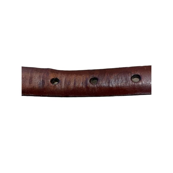 Distressed Italian Leather Western Belt Tooled Metal Buckle Women L Brown main image 7